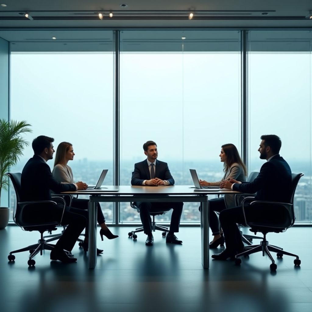 Reunión de negocios transparente